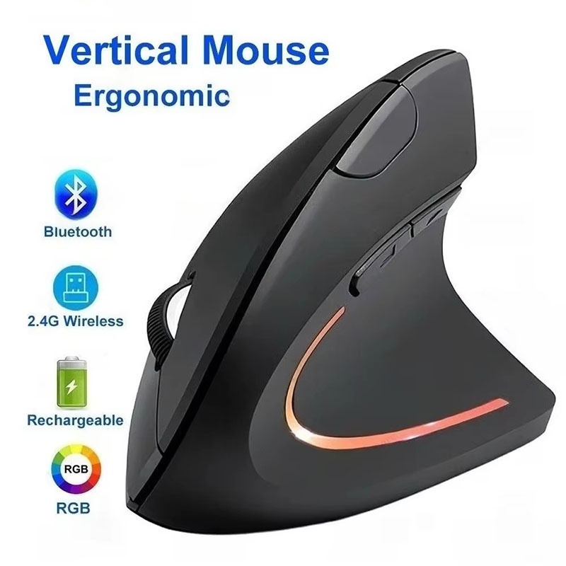 Ergonomic Mouse Vertical - Ergonomically Compliant Vertical Mouse 2.4GHz Bluetooth