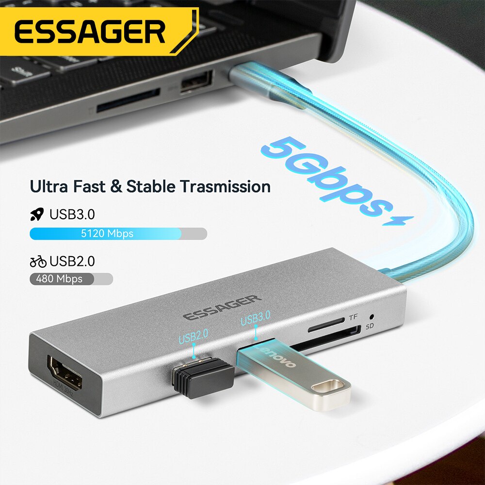 Essager 5 in 1 USB C HUB HDMI- - огляд і ціна Docking Station Usb C
