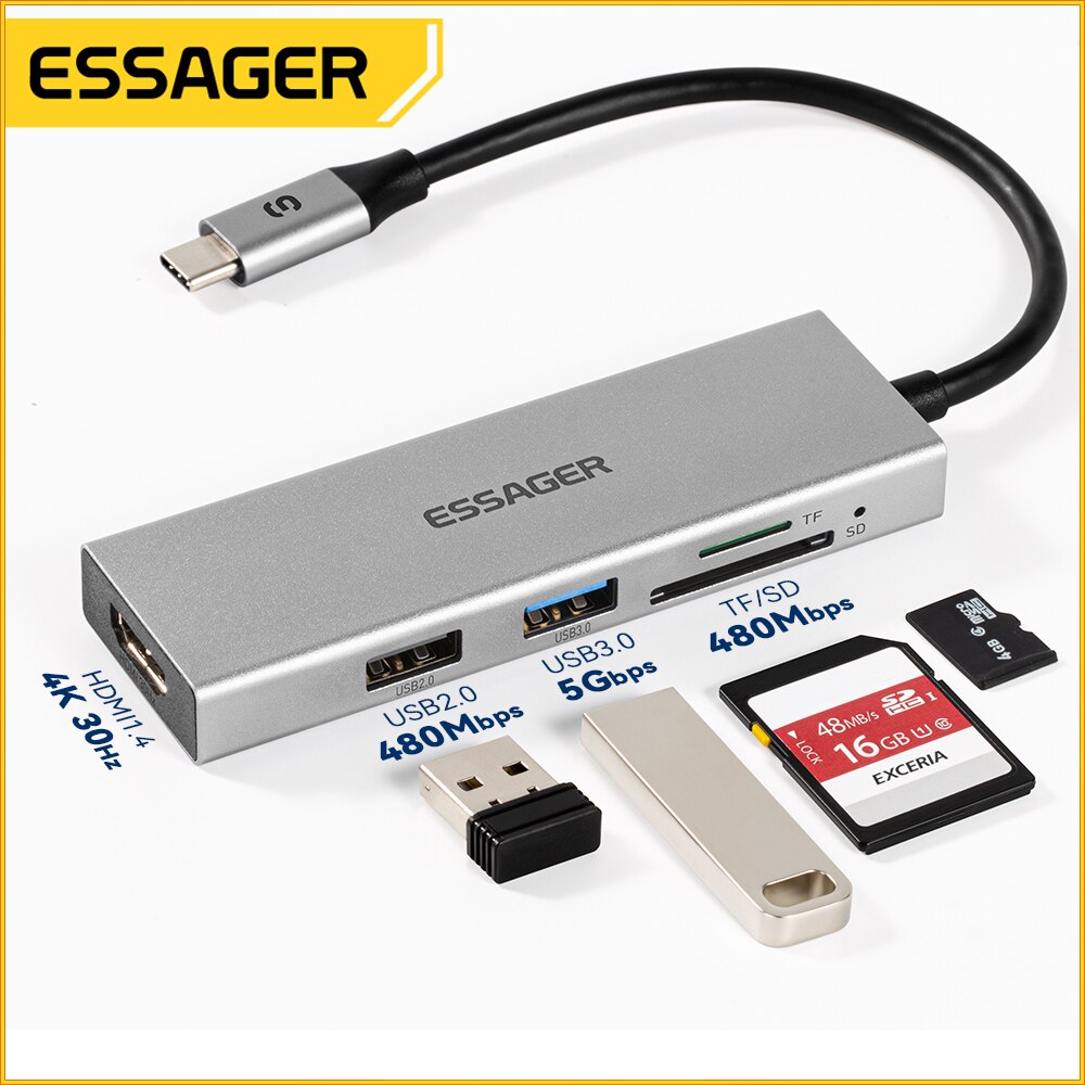 Essager 5 in 1 USB C HUB HDMI- - огляд і ціна Docking Station Usb C