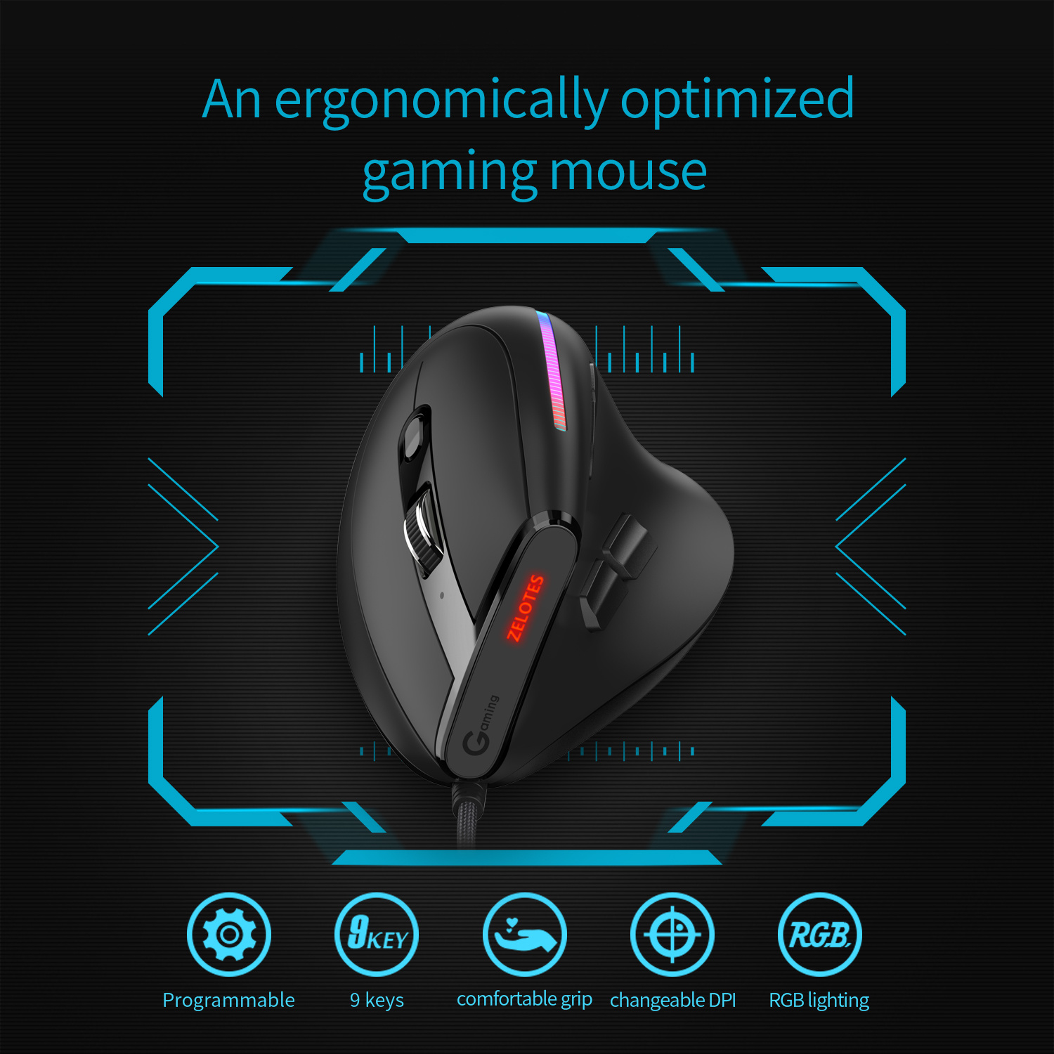 JOMAA Wired Gaming Mouse RGB V - огляд і ціна Ergonomic Mouse Vertical
