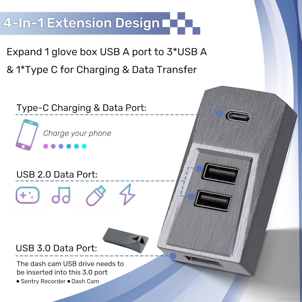 Plug and Play 4 Port Glovebox  - огляд і ціна Docking Station Usb C