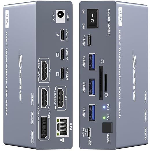 USB C KVM Switch 3 Monitors 2  - огляд і ціна Docking Station Usb C